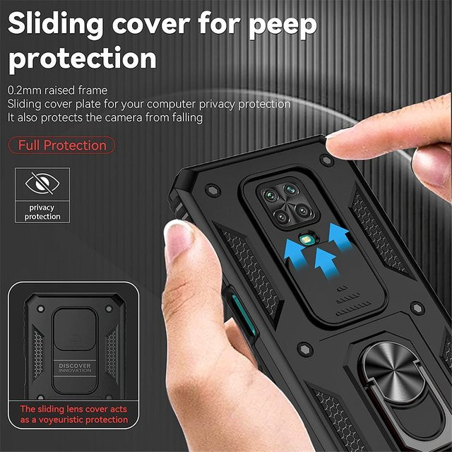 Xiaomi Redmi Note 9S / 9 Pro / 9 Pro Max Schutzhülle mit magnetischem Ring und Stoßfestigkeit in Schwarz oder Blau - Bild 1