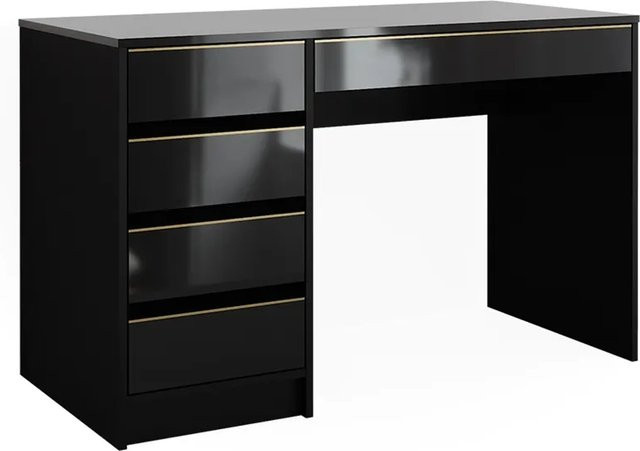 Vicco Schminktisch Sherry modern in Schwarz Hochglanz mit Gold, B/T/H: 120 x 75 x 75 cm - Bild 2