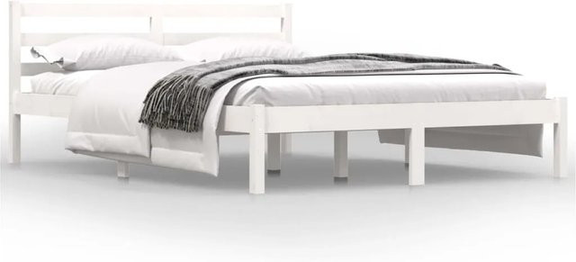 vidaXL Massivholzbett aus Kiefer in Weiß, Modernes Bettgestell für Erwachsene, B/T/H: 120 x 200 x 100 cm (ca.) - Bild 1