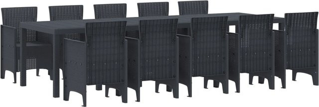 vidaXL 11-teiliges Garten-Essset aus Poly-Rattan in Anthrazit - Bild 1