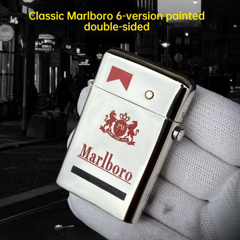 Zorro 581 Classic Marlboro Vintage Halbautomatisches Kerosin-Feuerzeug in Silber - Bild 2