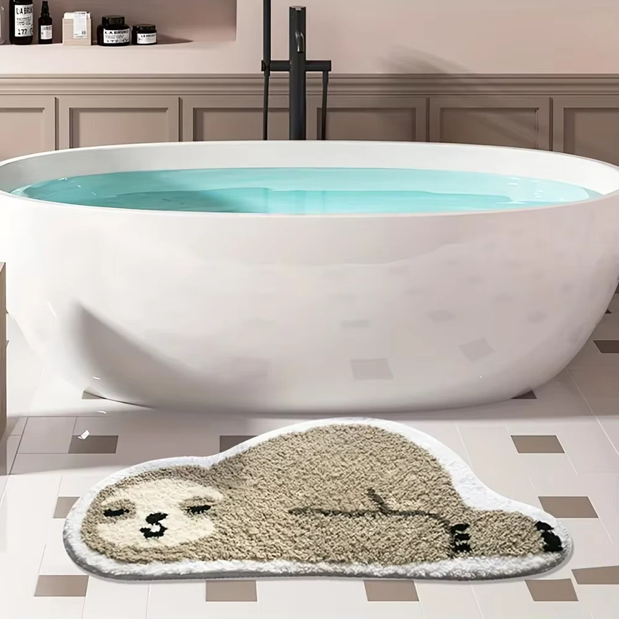 VIKAMA Tier-Badezimmer-Bodenmatte für Kinderzimmer in Beige, B/T: 100 x 50 cm - Bild 2