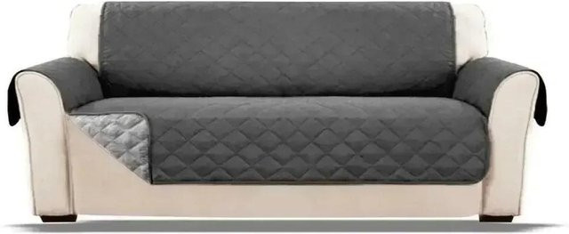 Gesteppter Sofabezug für 1 Sitzer in Grau, abriebfester Couchbezug mit rutschfester Oberfläche und wasserabweisender Funktion, Breite: 170 cm - Bild 1