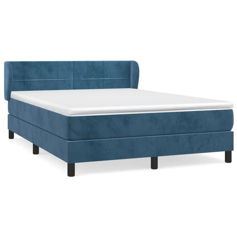 vidaXL Boxspringbett mit Matratze in Dunkelblau aus Samt, Hybridbett mit Taschenfederkern, B/T/H: 140 x 190 x 78 cm - Bild 2