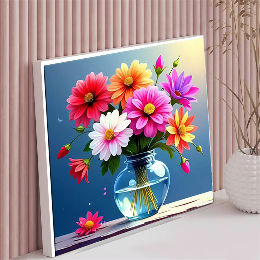 HUACAN Malen nach Zahlen, Blumenstrauß in Glasvase, DIY-Ölzeichnung - Bild 3