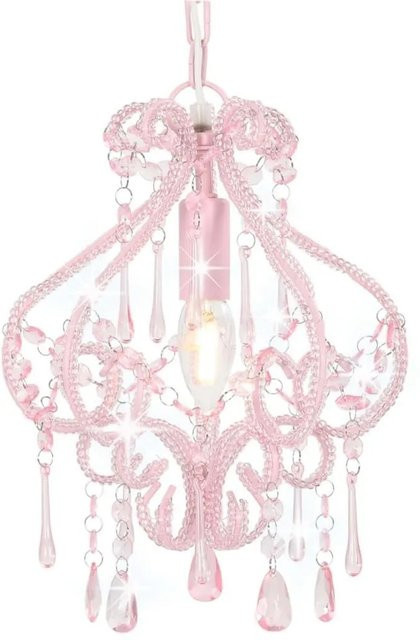 vidaXL Deckenleuchte rund in Rosa mit Perlen aus Metall und Acryl, E14, Durchmesser: 32,0 cm - Bild 1
