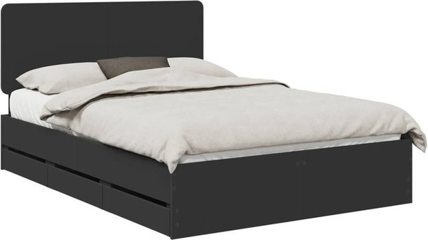 vidaXL Bettrahmen mit Schubladen aus Holzwerkstoff in Schwarz Matt, B/T/H: 160 x 200 cm
