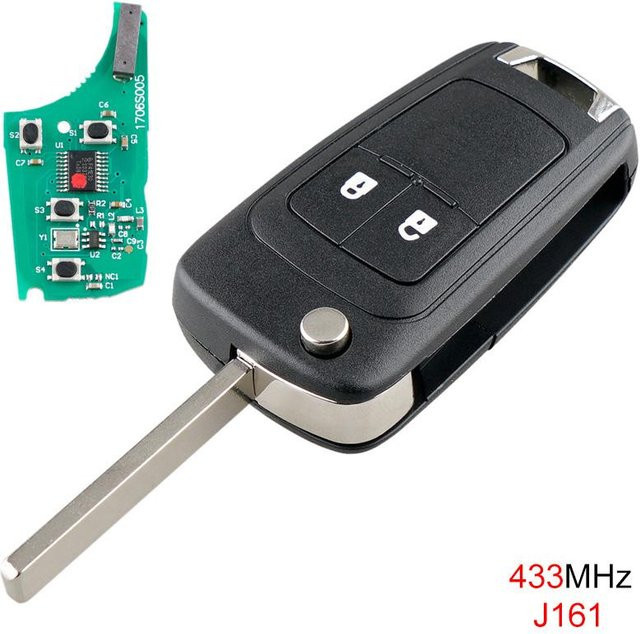 433 MHz 2-Tasten-Funkschlüsselanhänger mit ID46-Chip für OPEL VAUXHALL in Schwarz - Bild 1