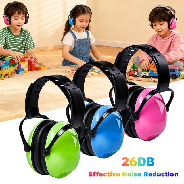 YHKEMA Sicherheits-Ohrenschützer für Kinder mit 26 dB Geräuschunterdrückung und verstellbarem Kopfband in Pink oder Blau - Bild 1