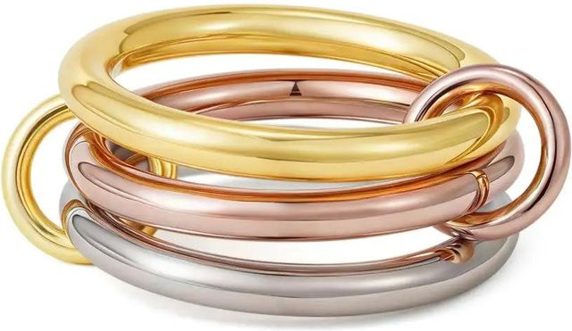 Ringset Edelstahl, Bicolor, Zirkonia, Damen, Größe 8 - Bild 1