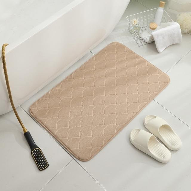 Saugfähige Badematte aus Memory-Foam und Flanell von Yiran Furniture, beige, B/T: 60 x 40 cm - Bild 1