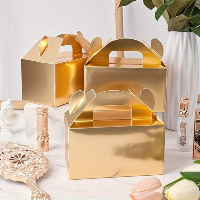 10 Stück goldene Geschenkboxen aus Papier für Hochzeiten, Geburtstage und Weihnachten - Bild 1