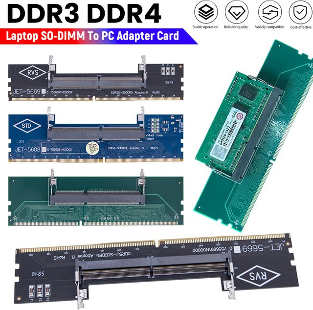 APWIKOGER DDR3 DDR4 Speicher Adapter Karte von SO-DIMM zu PC DIMM für Laptop zu Desktop - Bild 1