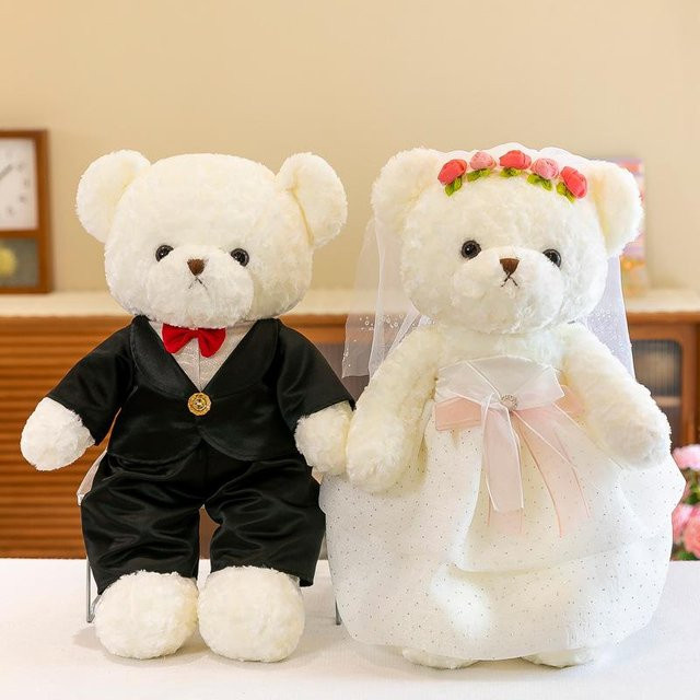 Bai Fen Bai dolls and toys Paar Hochzeitskleid Bär Plüschpuppe, Weiß - Bild 1