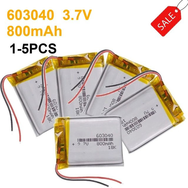 GJUELIRRA 603040 Polymer-Lithium-Batterie 3,7 V, 800 mAh, Silber - Bild 1