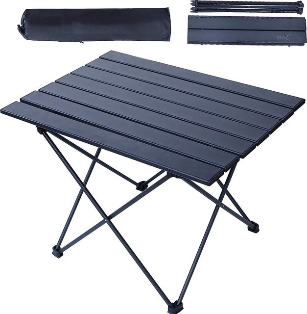 DUTRIEUX Tragbarer Camping-Klapptisch aus Aluminiumlegierung in Schwarz, ultraleichter Esstisch für Picknick und Wandern - Bild 1