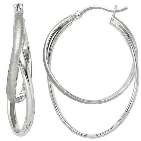 Colfem Creolen 925 Sterling Silber, mattiert, Glitzereffekt, Unisex - Bild 1