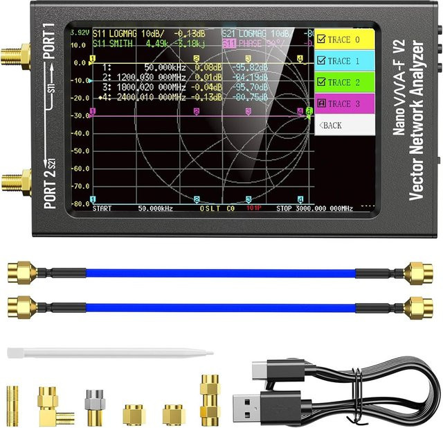 SeeSii NanoVNA-F V2 Vektornetzwerkanalysator 4,3 Zoll Schwarz, 50kHz-3000MHz HF VHF UHF SWR Antennenanalysator mit 5000mAh Akku - Bild 1