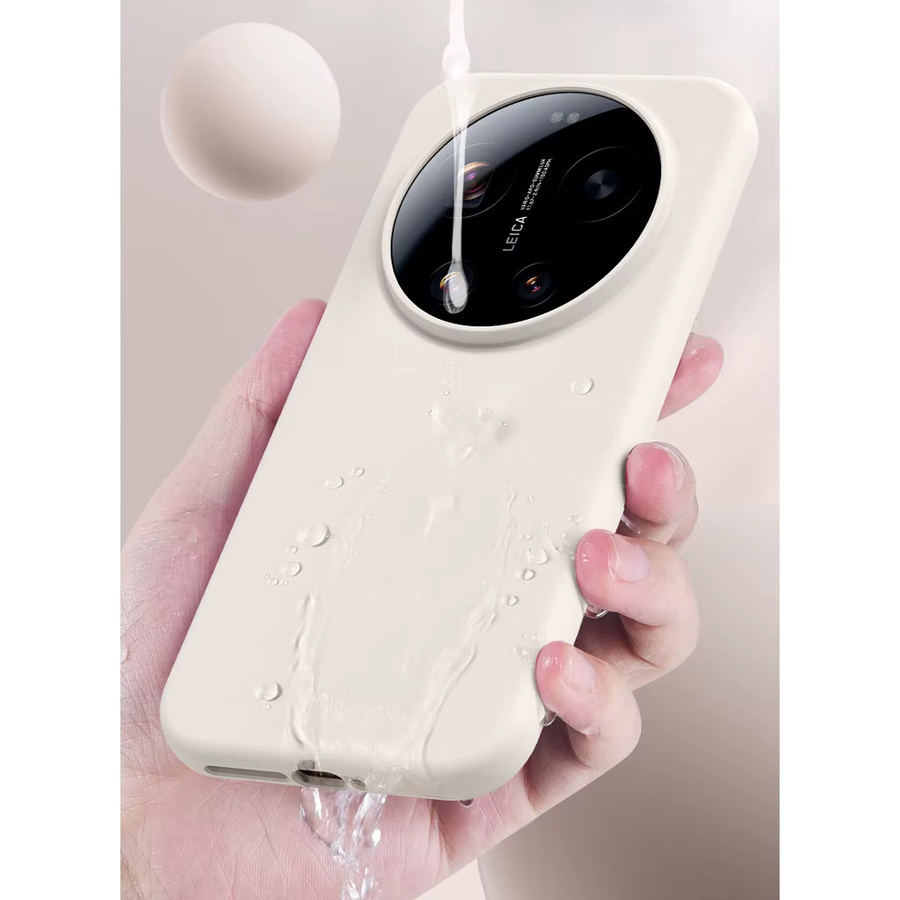 ELVEV Handyhülle für Xiaomi 17 Ultra aus weichem Flüssigsilikon mit Beflockung in Blau und Weiß - Bild 2