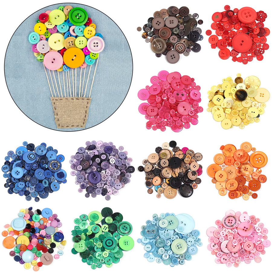 Bunte runde Harz-Knöpfe in verschiedenen Größen für kreatives Handwerk und Nähen, Mix Multicolor, 50 g - Bild 3
