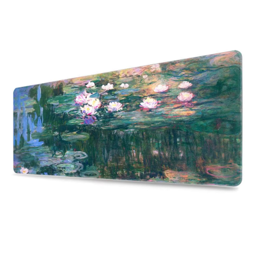HYBXAXC Gaming Mauspad XL Monet Ölgemälde Maus Motiv in Schwarz und Multicolour aus Naturkautschuk - Bild 2