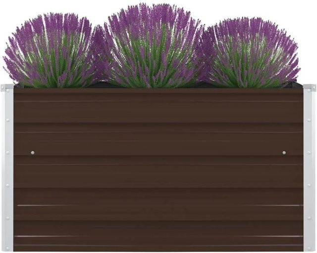 DELUKE Hochbeet EMIL aus verzinktem Stahl in Braun, B/T/H: 100 x 100 x 45 cm - Bild 1