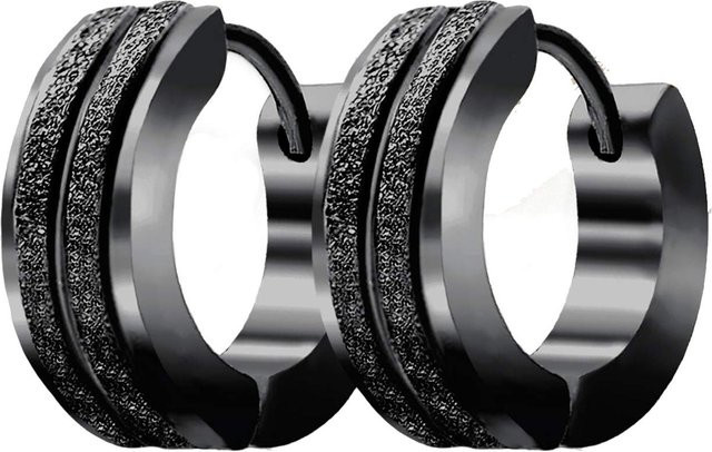 Creolen Edelstahl, Schwarz & Silber, Unisex - Bild 1