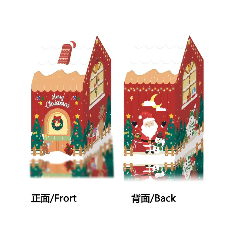 Weihnachtliche Geschenkverpackungen aus Papier in Form von Schneemännern und Lebkuchenhäusern für Süßigkeiten und Leckereien, Mehrfarbig - Bild 4