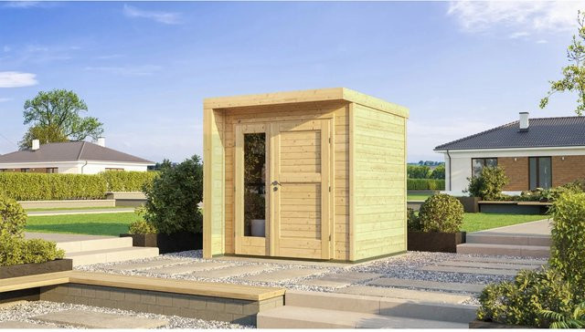WEKA Gartenhaus Designhaus 262 aus Holz mit Flachdach in Braun, B/T: 214 x 215 cm - Bild 1