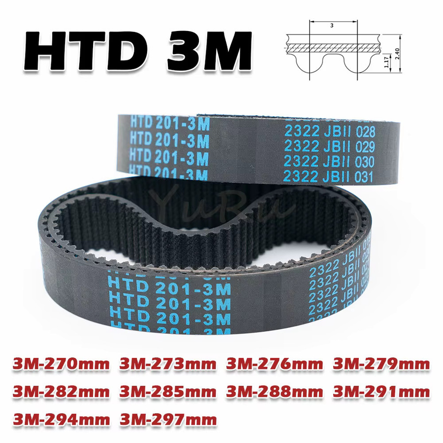 HTD 3M Zahnriemen aus Gummi Closed Loop für CNC-Antriebe, Farbe: Schwarz, Breite: 5 bis 30 mm - Bild 2