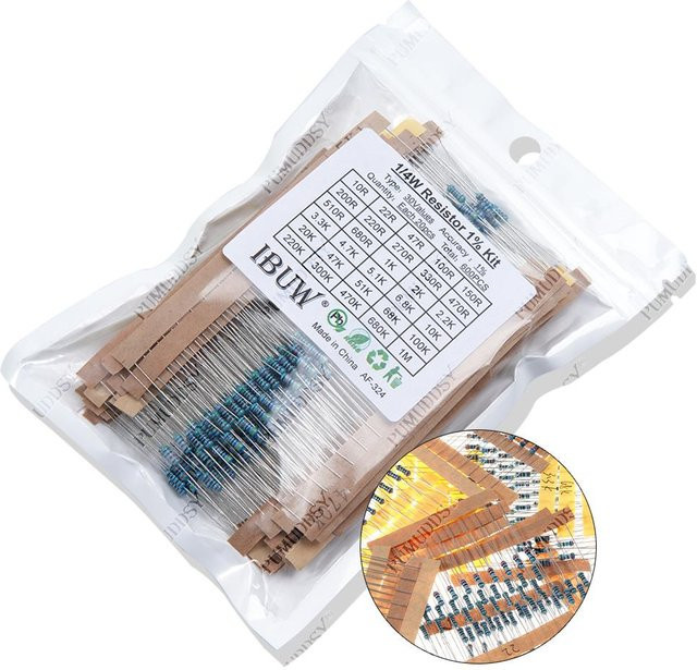PUMUDDSY Widerstand Sortiment Kit mit 600 Stück Metallfilm-Widerständen in 30 Werten, Multicolor - Bild 1