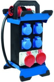 AS-SCHWABE CEE-Standstromverteiler STECKY 11 mit 11 CEE-Steckern, 400V, 16 A, 5-polig, Blau - Bild 1