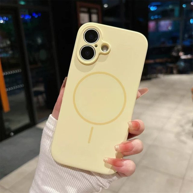 Magnetische Flüssigsilikon Hülle für Apple iPhone kompatibel mit MagSafe in Fluoreszierend Grün - Bild 1