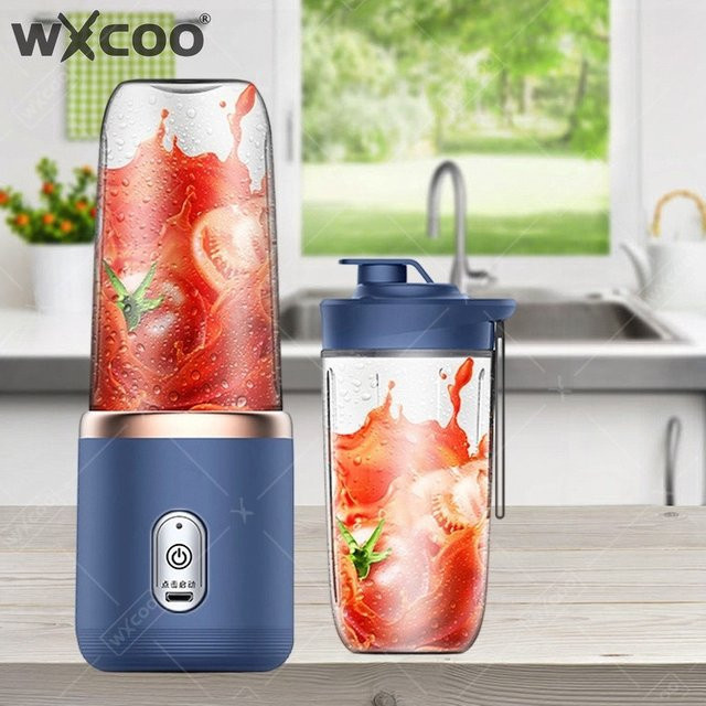 WXCOO Tragbarer Elektrischer Entsafter und Smoothie-Mixer mit 6-Klingen in Blau - Bild 1