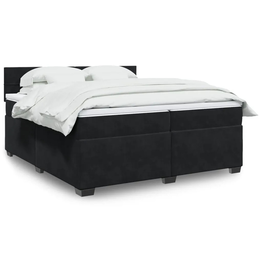 vidaXL Boxspringbett mit Matratze in Schwarz aus Samt mit USB-Ladeport und Unterbettbeleuchtung B/T: 200 x 200 cm - Bild 2