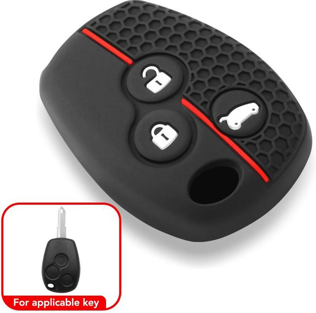 Silikon-Schlüsselhülle für Nissan Terrano, Opel Vivaro, Renault Trafic, Primastar, Movano, Logan 2, Benz und Smart Fortwo mit 3 Buttons in Schwarz von CZC AUTO - Bild 1