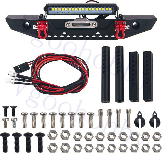 Traxxas Metall-Frontstoßstange mit Lichtleiste, Abschleppanhänger, Schwarz - Bild 1