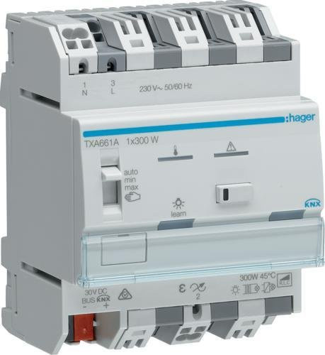 Hager TXA661A KNX easy Dimmaktor 1 Kanal 300W Universal für LED - Bild 1