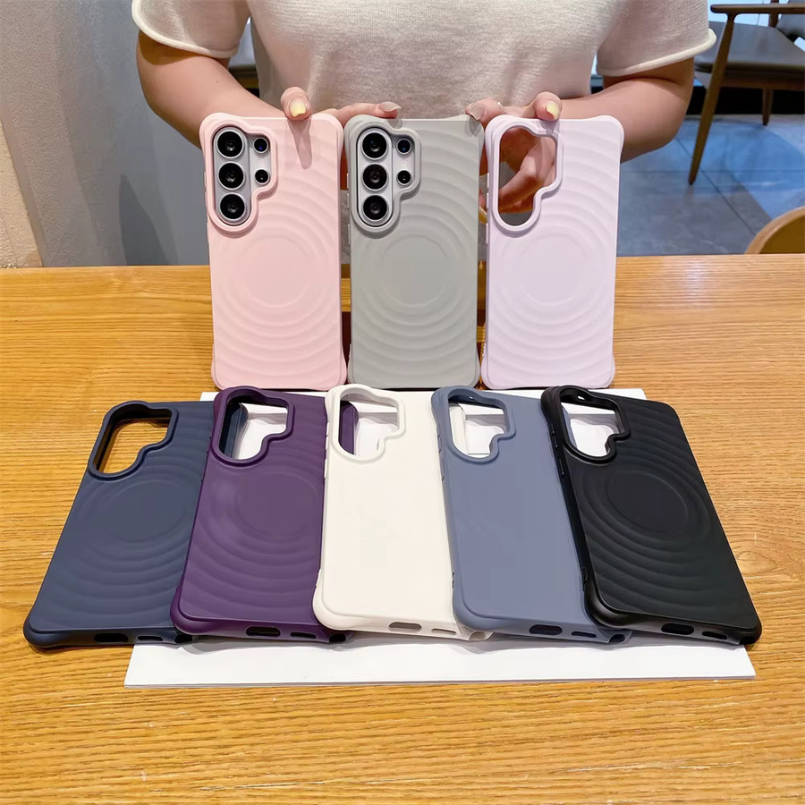 Lolozzx Handyhülle mit Wellenmuster aus weichem Flüssigsilikon für Samsung Galaxy S25 S26 Ultra S24 S23 Plus FE, MagSafe kompatibel, Mattiert, Lila - Bild 3