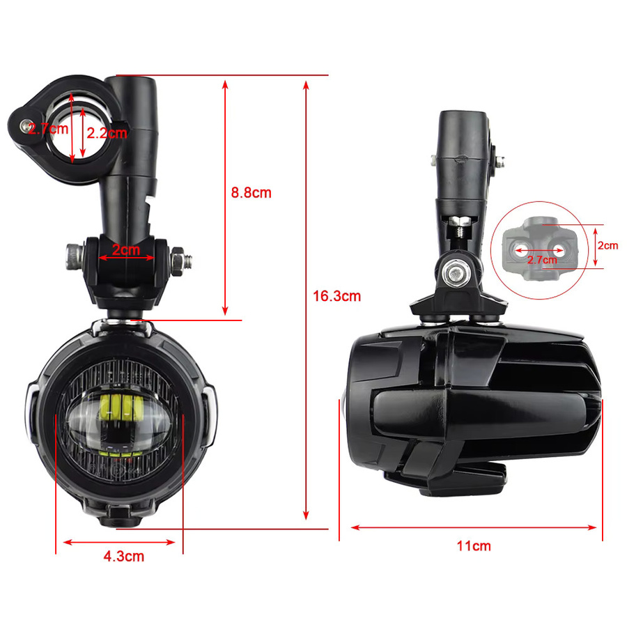 Atubeix LED Zusatzscheinwerfer Spot Driving Nebelscheinwerfer für Motorrad Universal, 40W, 6000K, Schwarz - Bild 4