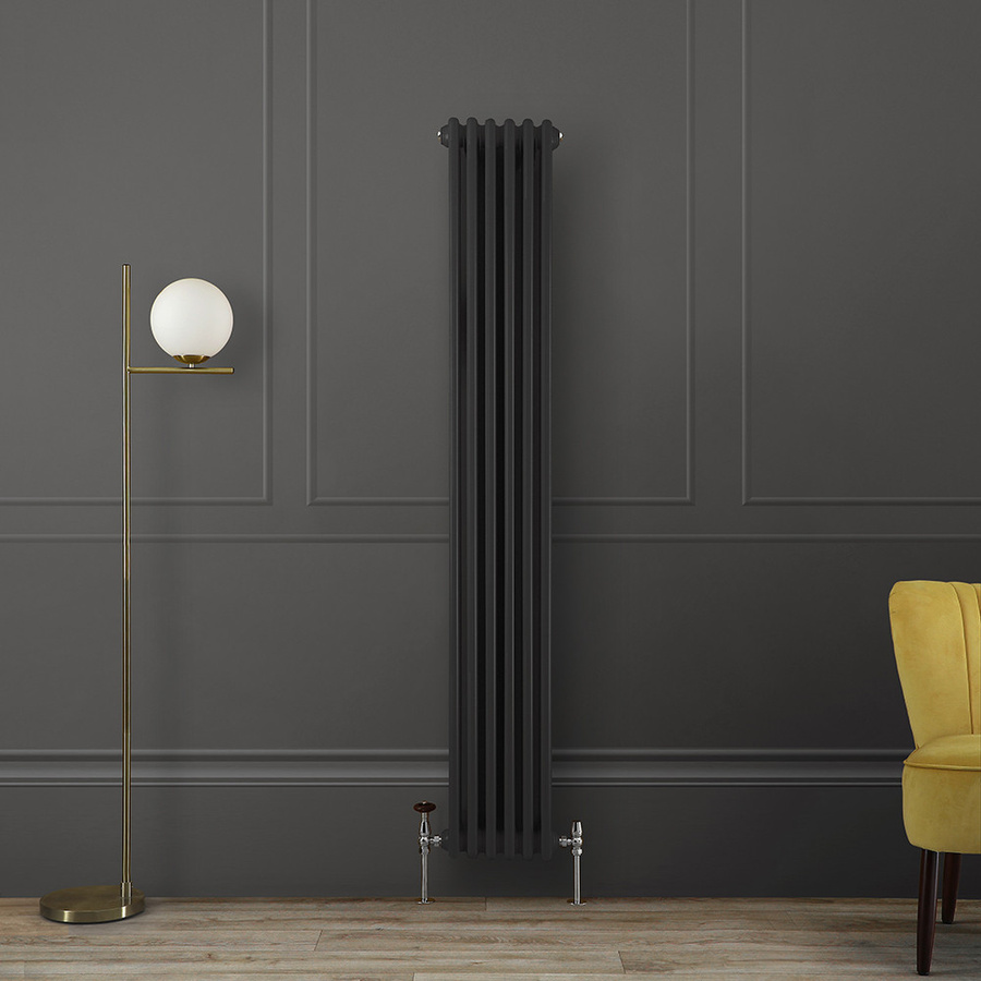 Hudson Reed Regent Gliederheizkörper 2-säulig vertikal, Farbe: Carbon Grau, Höhe: 180 cm, Breite: 29 cm - Bild 1