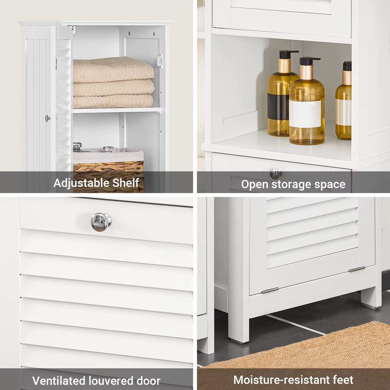 SoBuy Hochschrank für das Badezimmer mit ausklappbarem Wäschesack in Grau, BZR124-DG, H: 170 cm, B: 37 cm, T: 40 cm - Bild 4