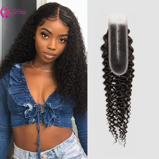 GloTress Jerry Curly Remy-Haar, 2x6 Spitzenverschluss, brasilianisch, natürlich - Bild 1