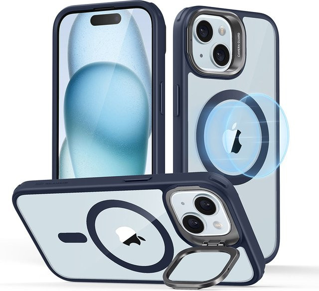 ESR MagSafe Hülle Classic Hybrid Kickstand für Apple iPhone 15 Plus, Transparentes Marineblau - Bild 1