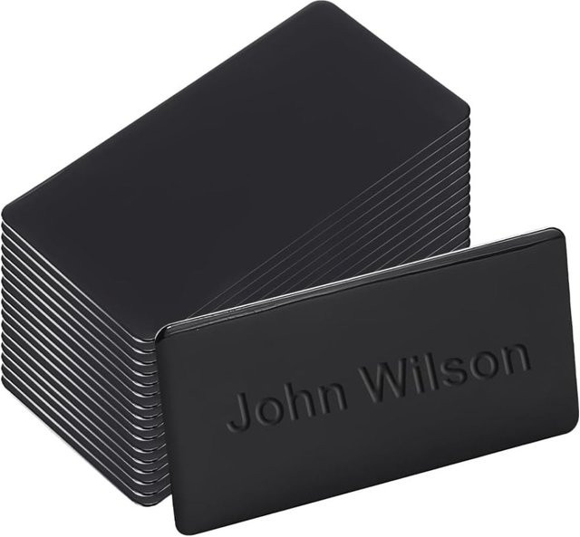 25 Stück Aluminium-Lasergravur-Metallplatten in Schwarz, rechteckige Namensschilder mit selbstklebender Rückseite, personalisierbar, B: 5,0 cm - Bild 1