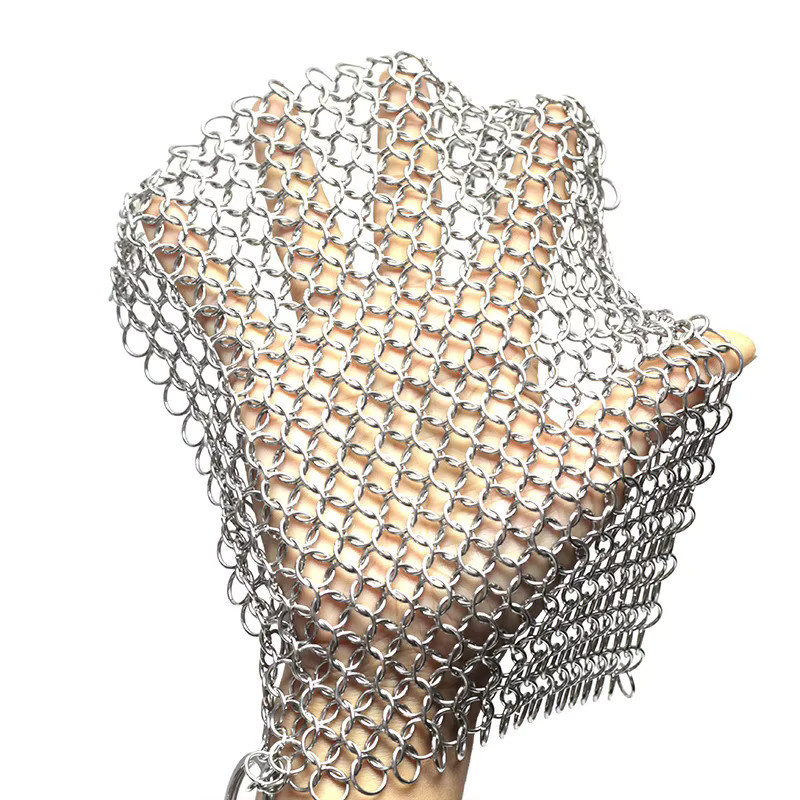 DOORSACCERY Edelstahl Reinigungsbürste aus Gusseisen und Stahl für Pfannen und Grills, Silber - Bild 3