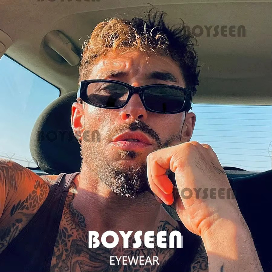BOYSEEN Sonnenbrille, Herren, Vollrand, rechteckig, Schwarz, Orange, Kunststoff - Bild 2