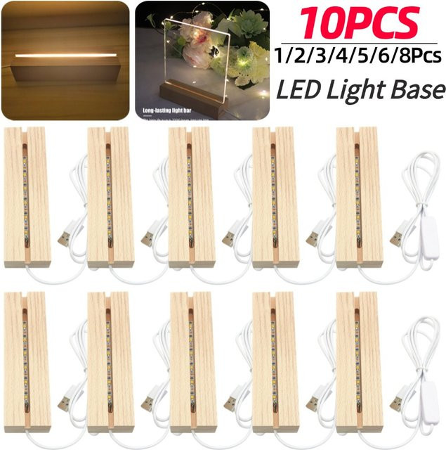 Alloet LED Holz Display Basis für Acryl- und Kristall-Lichter mit USB-Anschluss - Bild 1