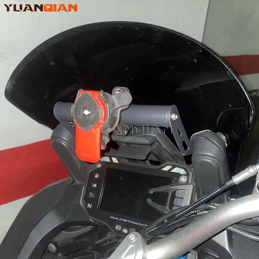 YUANQIAN Motorrad Handyhalterung für Ducati Multistrada 1200 S 1260 Enduro 950 V2 S (2015-2024) inklusive GPS Navigation Halterung, Schwarz - Bild 2
