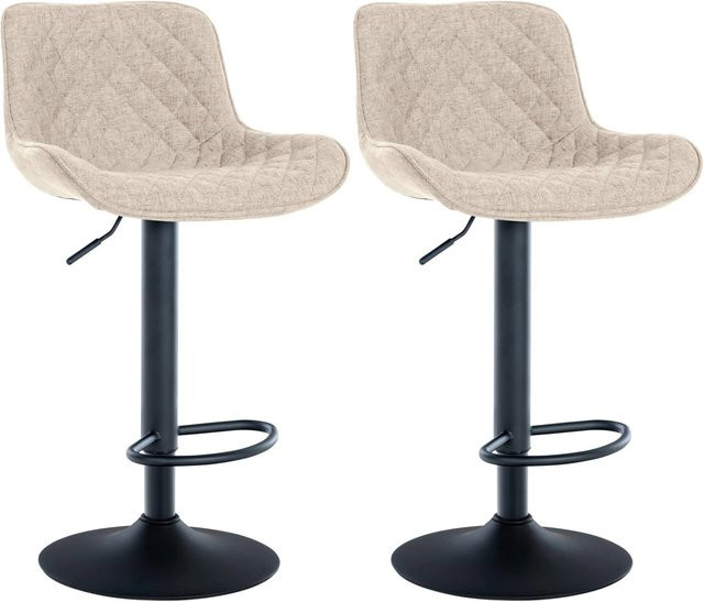 DELUKE 2er Set Barhocker POVAN in Taupe, gesteppte Barstühle mit Lehne und 360 Grad Drehsitz, B/T/H: 48 x 54 x 81 cm - Bild 1